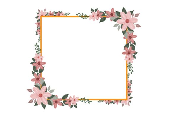 Geometric Frame with Red Floral Bouquet: A Modern Design for Creative Applications