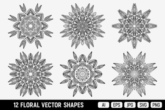 Mandala Flowers SVG: Detailed Vector Floral Shapes