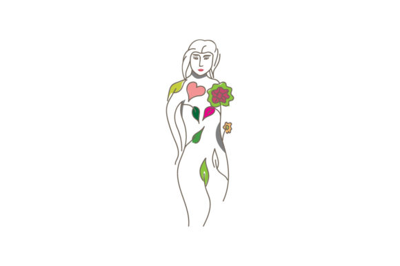 Natural Body Female Floral Line Illustration: A Modern Design Essential