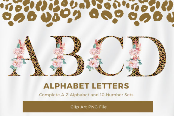The Leopard Floral Alphabet Sublimation Font: Elevate Your Projects with Wild Elegance