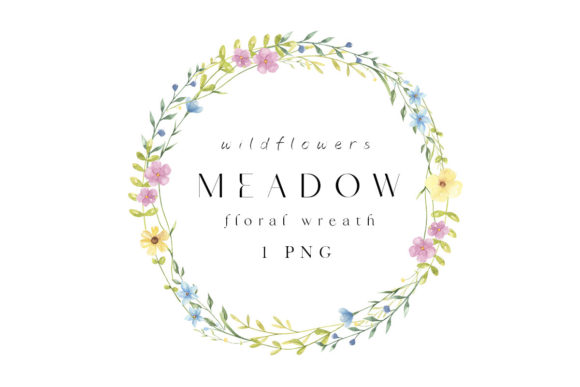 The Practical Guide to Wildflowers Floral Wreath Watercolor Digital Assets