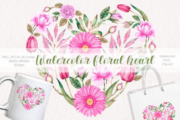 The Versatile Charm of Hand-Painted Watercolor Floral Heart Art