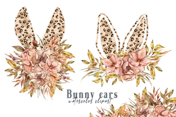 Watercolor Leopard Floral Bunny Ears: A Designer's Resource