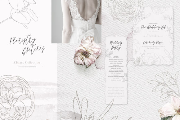 Wedding Floral Clipart and Floristry Sketches